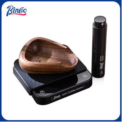 BINCOO Coffee Smart Digital Scale with Static Spray Bottle Set Solid Wood Coffee Bean Dish Coffee Accessories Set