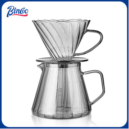 BINCOO Hand Brewed Coffee Set Sharing Pot Household Filter Cup Coffee Utensils for Office and Outdoor Travel 400ML/600ML