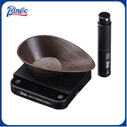BINCOO Dark Wooden Coffee Weighing Plate Specialized Hand-Brewed Coffee Weighing Container with Electronic Scale