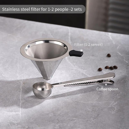 Bincoo Pour Over Coffee Filter Thickened Stainless Steel 300/800 mesh Filter Funnel