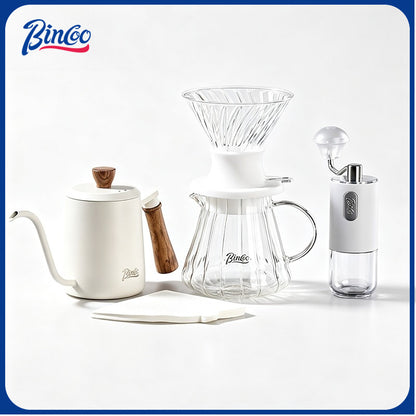 BINCOO Smart Dripper Pour‑Over Coffee Set with Manual Coffee Grinder Drip Coffee Brewing Kit Home Coffee Filter Tools