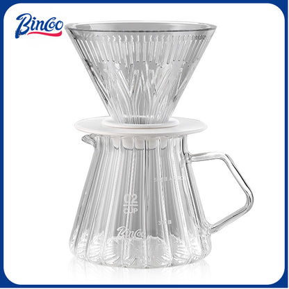 BINCOO Pour Over Coffee Pot with Dripper Glass High Temperature Resistant Sharing Pot Drip V60 Filter Cup Coffee Brewing Filter Cup 400ML/600ML