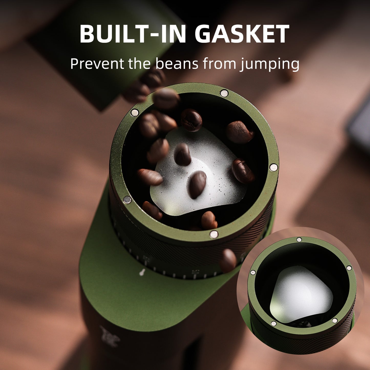 Bincoo DM09 Electric Coffee Grinder with CNC Steel Burr,Stepless Adjustable Settings Coffee Bean Grinder, Compact Design, Quiet Operation – For Espresso,Pour Over,French Press(Green)