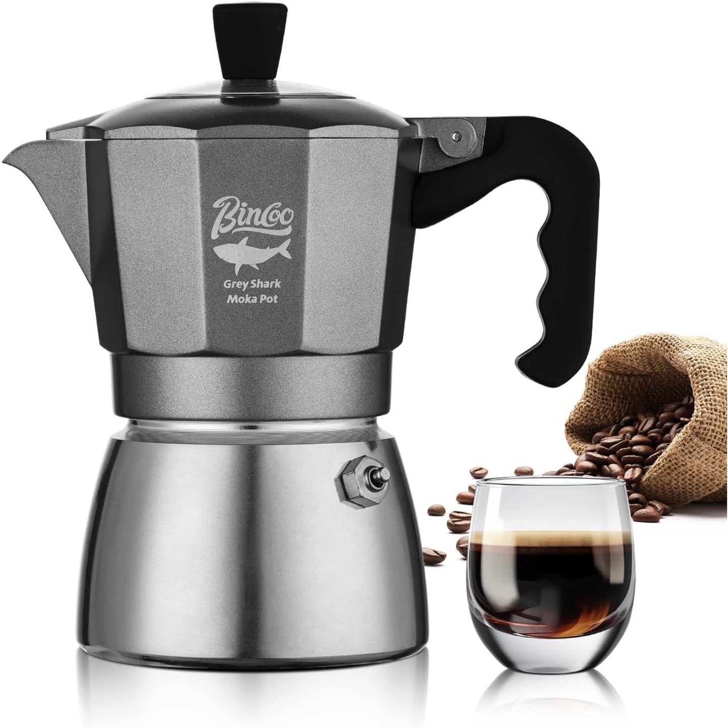 Bincoo Stovetop Espresso Maker Moka Pot Espresso, Aluminum Moka Pot Coffee Percolator for Rich,Portable Italian Style Coffee Makes 120ML（4.06oz，2Cups）,Easy to Operate Suit for any Occasion