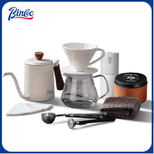 BINCOO Pour-Over Coffee Set Manual Coffee Grinder Ceramic Filter Cup with Glass Sharing Pot Home Coffee Brewing Set