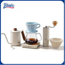 BINCOO Ceramic Dripper with Glass Sharing Pot Set Drip Pour Over Coffee Kit with Manual Coffee Grinder