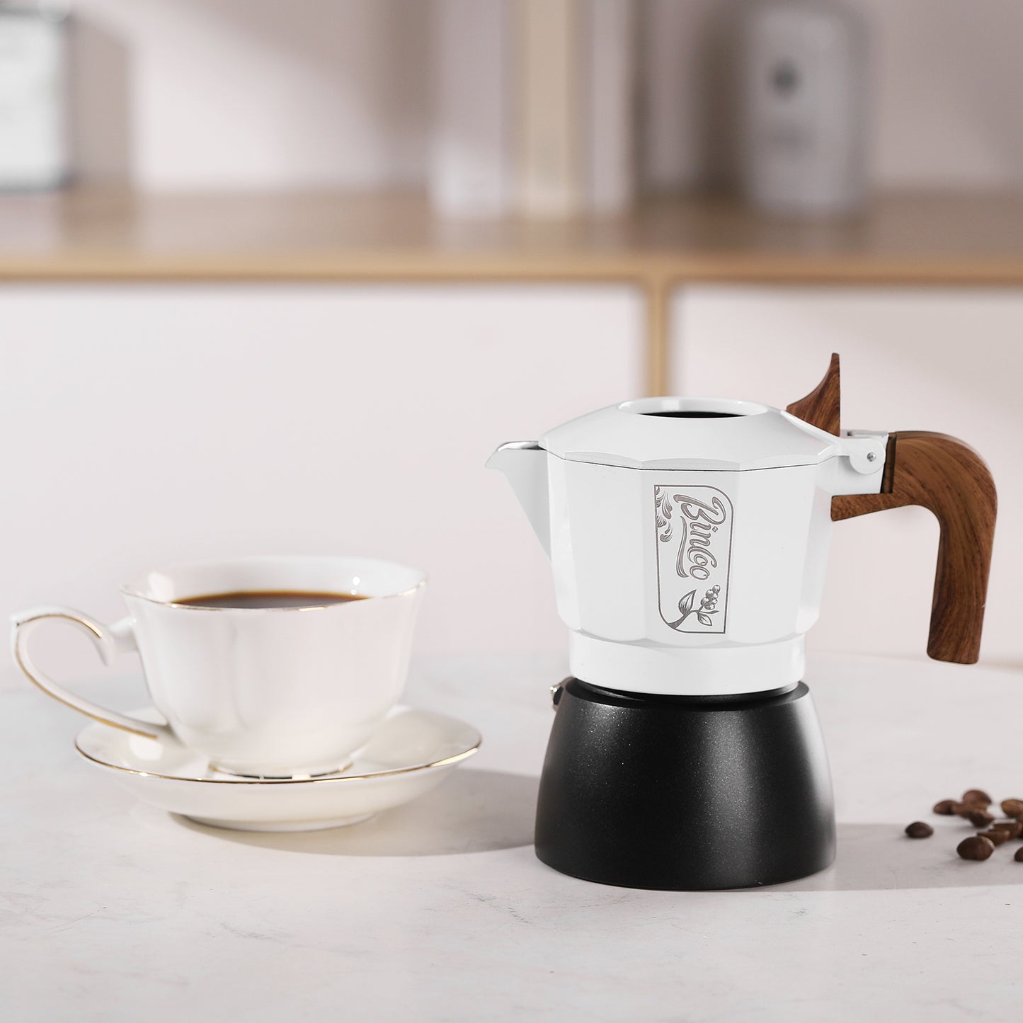 Bincoo Premium Moka Pot Set 6 Color Options Dual Valve System Compact Italian Coffee Maker for Stovetop Brewing