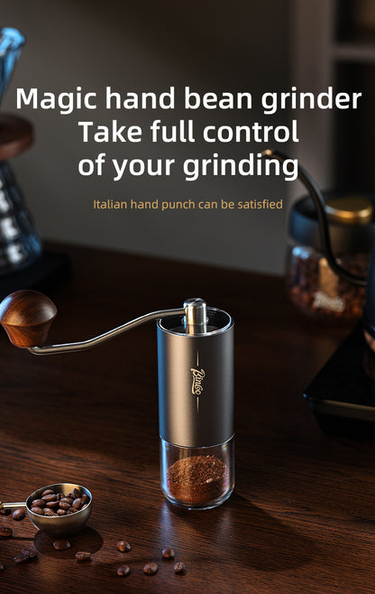 SM04 Portable Manual Coffee Grinder, CNC 420 Steel Six-Star Conical Burr, 16 Adjustable Grind Settings