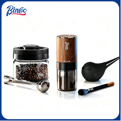 BINCOO Titanium‑Plated Coffee Grinder Stainless Steel Burr Automatic Portable Small Coffee Grinder Set