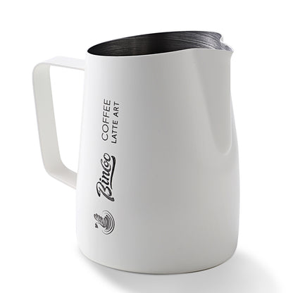 Milk Frothing Pitcher with Sharp Spout & Angled Rim – Precision latte art pitcher for Fine Lines & Intricate Patterns – 18/8 Stainless Steel Milk Steamer Cup for Cappucci