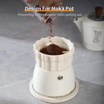 Bincoo GYKF1942 Coffee Maker Dosing Funnel 54mm for Moka Pot-Coffee Powder Filler Funnel,Anti-Flying Powder Distribution Tool for 2-3 Espresso Cup Moka Pot (Green-S 54mm)
