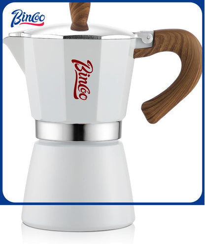 Bincoo Espresso Maker Stovetop, Moka Pot 6 Cups, Espresso Pot Classic Italian Coffee Maker,Single Safety Valve (White, 6 Cup)