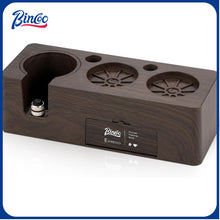 Bincoo GYKF1669 Multifunction Espresso Tamper Station-Adjustable Height Portafilter Tamper and Distributor Organizer-Fit 51/54/58mm Portafilter-ABS Grade Plastic Espresso Coffee Station Base(Brown)