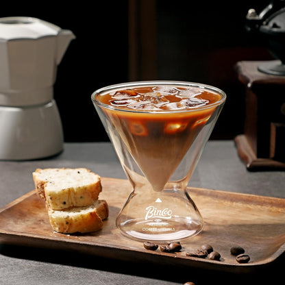 Bincoo GYJ60394 Espresso Cups Double Wall Glass Coffee Mugs 180ML Set of 2 Shot Glass-Borosilicate Glass For Coffee,Tea,Whiskey,Cocktails & All Beverages