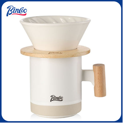 Bincoo Pour Over Coffee Pot Set with Ceramic Filter Cup Hand Brewing Kettle Coffee Cup 300ML 350ML