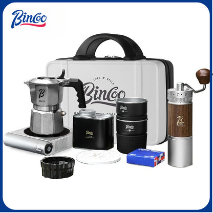 BINCOO Three-Valve Moka Pot 316 Stainless Steel Coffee Pot Italian Espresso Maker Ideal for Outdoor Camping Travel Gift Set 2Cups