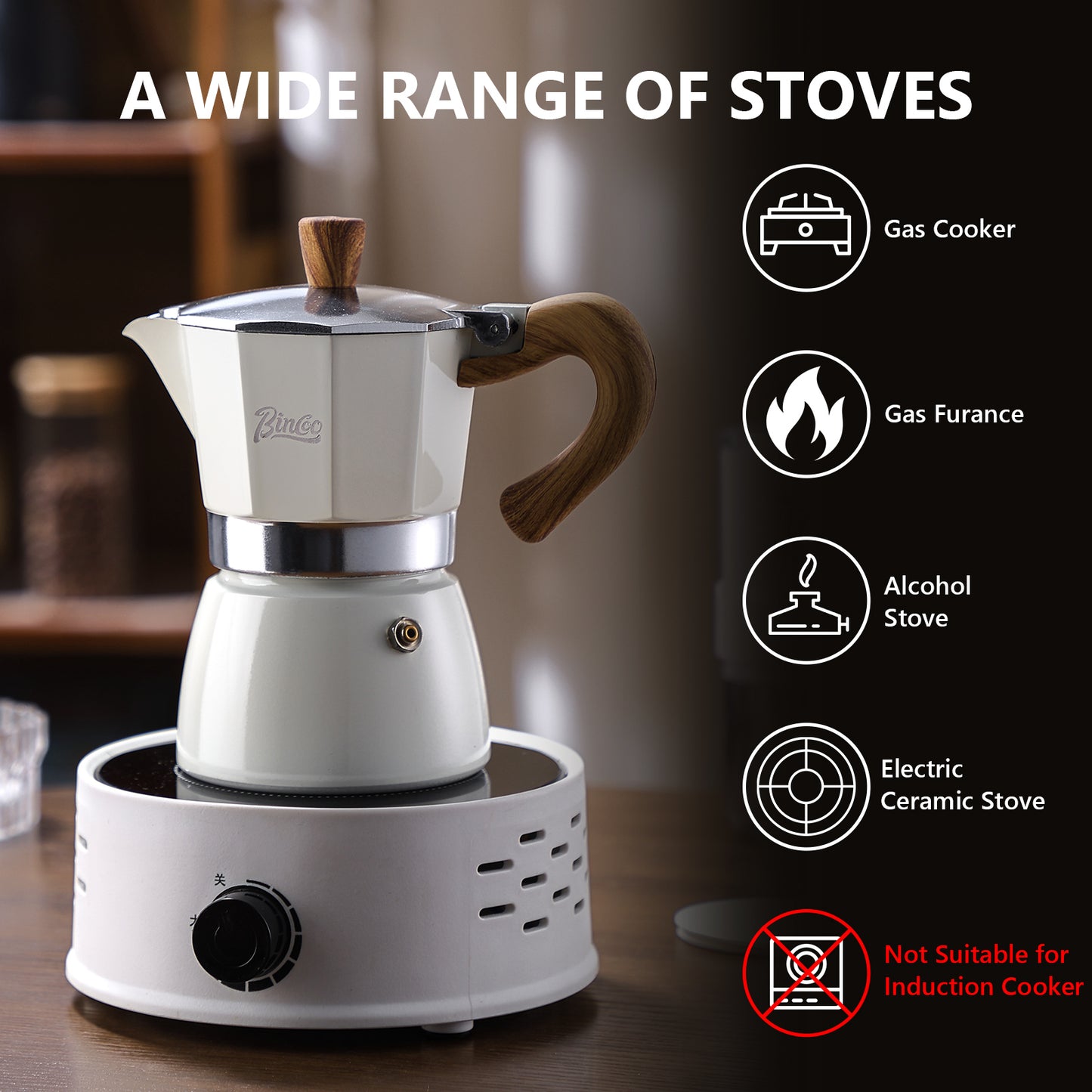 Bincoo Stovetop Espresso Maker - Italian Coffee Maker 5oz, Classic Aluminum Moka Pot for Italian and Cuban Café Brewing, 2-3 Espresso Cup (Blue (150ML))