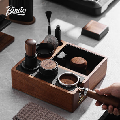 Bincoo GYKF2277 Solid Wood Multi-Functional Tamping Station,Stand Only, No Coffee Accessories