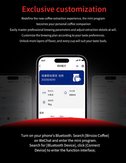 Bincoo P1 Composer One-Click Automatic Pour Over Coffee Machine | Smart Touch Screen & App Control Hand Brew Coffee Brewer
