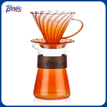 Bincoo Pour Over Coffee Maker Set - 500ML Glass Coffee Server,Glass Carafe with Coffee Dripper and 50PCS Paper Filter, Drip Coffee Maker Set for Home Café Restaurant (Orange)
