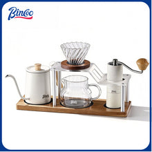 BINCOO Hand Drip Coffee Stand Set Stainless Steel Gooseneck Kettle with Glass Dripper Coffee Grinder Kit Coffee Tools Storage Combo