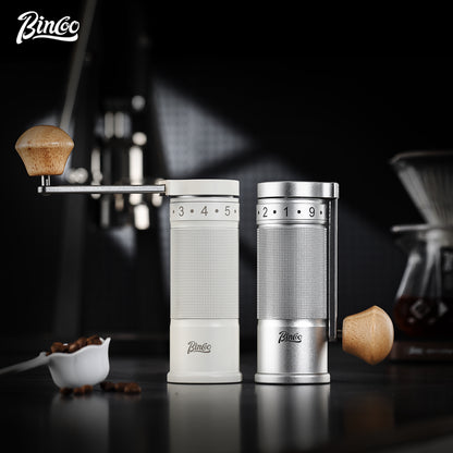 Bincoo GYKF1522 Manual Coffee Grinder,CNC Stainless Steel Burr Adjustable Foldable Hand-Crank Coffee Bean Grinding
