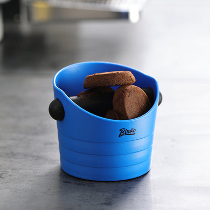 Bincoo Small Espresso Knock Box, 0.5L Coffee Ground Knock Box,Blue Espresso Puck Knock Box with Removable Knock Bar and Non-Slip Base