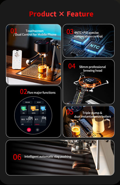 Bincoo S2 Pro Trailblazer Smart Espresso Machine | Touch Screen & Bluetooth App Dual Control Dual Boiler Coffee Brewer