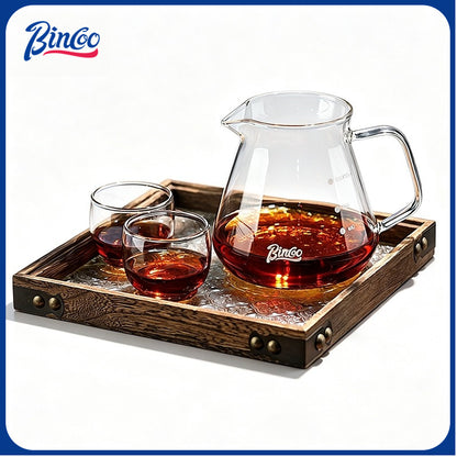 BINCOO Hand Drip Coffee Set Glass Sharing Pot Equipped with Glass Filter Cup for Household Office 500ML/700ML