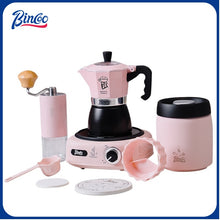 BINCOO Double Valve Coffee Moka Pot Italian Small Home Brewing Coffee Pot Manual Bean Grinder Set for Outdoor Travel Best Gift Couple Gift 2Cups