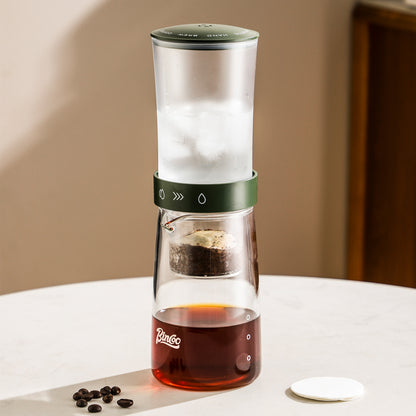 Bincoo GYKF2195 Cold Brew Coffee Maker 450ml-Bincoo High Borosilicate Glass Ice Drip Coffee Brewer,Adjustable Dual-Outlet Drip Speed, Constant Pressure Brewing