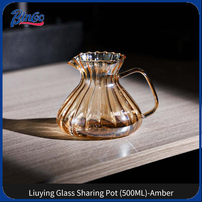 BINCOO Coffee Glass Pour-Over Kettle V60 Glass Filter Set for Home Office and Outdoor 500ML/650ML