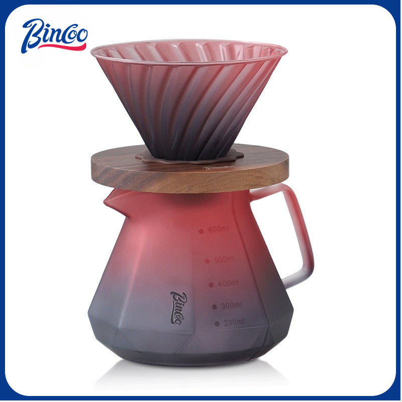 Bincoo Pour Over Coffee Maker Hand Brewing Coffee Pot Set Blackberry Filter Cup Sharing Pot Glass Pot Set 600ML