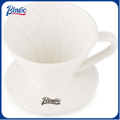 Bincoo GYKF0679 Pour Over Coffee Dripper-Ceramic Coffee Dripper Pour Over Cone Coffee Maker Size 01,Portable Coffee Maker For for Home, Cafe, Restaurants (White)