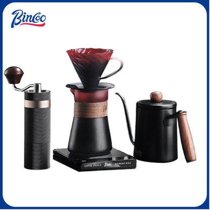 BINCOO Hand Brewed Coffee Filter Cup v60 Borosilicate Glass Heat Resistant Sharing Pot Coffee Utensils Set
