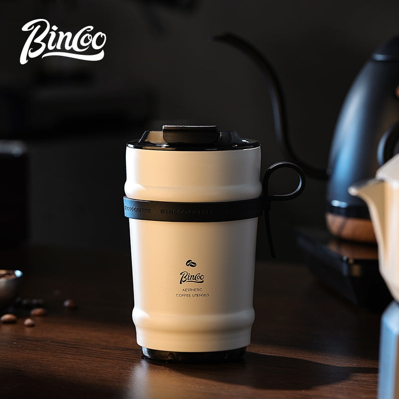 BINCOO GYKF1908 Coffee Cup Leak-proof Ceramic Liner Coffee Mug Thermal Tumbler Portable 316 Stainless Steel for Home Office Outdoor Travel and in Car 330ML