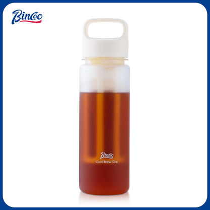 Bincoo GYKF2194 Cold Brew Coffee Maker 15oz, Iced Coffee Maker with Fine Mesh Filter,Cold Brew Travel Cup,Leakproof and Portable Lid (White)