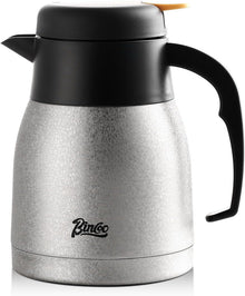 Bincoo 34oz Thermal Coffee Carafe with Brush-Insulated Stainless Steel Vacuum Kettle for Keeping Hot and Cold,Double Walled Vacuum Coffee and Tea Beverage (Sliver)