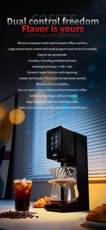 Bincoo P1 Composer One-Click Automatic Pour Over Coffee Machine | Smart Touch Screen & App Control Hand Brew Coffee Brewer