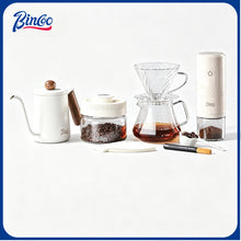 BINCOO Hand Drip Coffee Set with Coffee Grinder Glass Server & Stainless Steel Gooseneck Kettle Complete Espresso Coffee Tool Kit