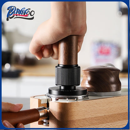 BINCOO Coffee Solid Wood Powder Press Base Espresso Machine Handle Filling Base Set Cloth Powder Dispenser and Tamper Set 51MM/58MM