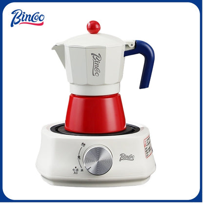 BINCOO Single Valve Moka Pot Extractor Coffee Maker Hand Grinder Coffee Maker Set Home Small Brewing Coffee Pot Suitable for Office Outdoor Traveling 3Cups 6Cups
