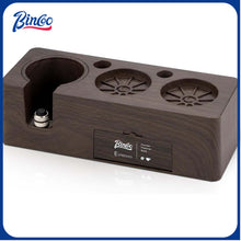 Bincoo GYKF1669 Multifunction Espresso Tamper Station-Adjustable Height Portafilter Tamper and Distributor Organizer-Fit 51/54/58mm Portafilter-ABS Grade Plastic Espresso Coffee Station Base(Brown)