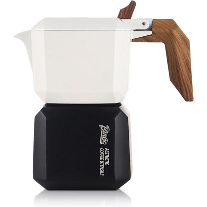 Bincoo Stovetop Espresso Maker 2 Cups-Creative Moka Coffee Pot Double Valve,Italian Coffee Maker Aluminium Stovetop Camping Espresso Maker,120ML/4oz(White-black)