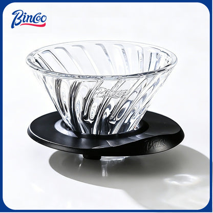 BINCOO V60 Pour Over Coffee Glass Dripper Drip Filter Heat Resistant Glass Server Set 400ML
