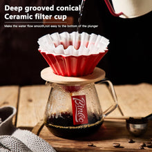 Bincoo Pour Over Coffee Maker Set with Dripper,400ml Glass Coffee Server Set,Ceramics Coffee Dripper with Wood Stand&Filter Paper for Home Office Gift