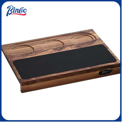 Bincoo GYKF1552 Wooden Corner Coffee Tamper Mat,Espresso Tamper Station,Suit for 51-58mm Coffee Tamper Holder Pad for Baristas Protect Your Worktop(Wood 3 hole)