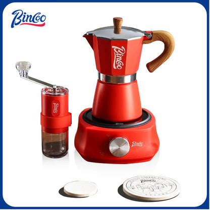 BINCOO Single Valve Moka Pot with Electric Ceramic Stove Coffee Maker Set Home Espresso Hand-brewed Coffee Pot Coffee Utensils 3Cups/6Cups