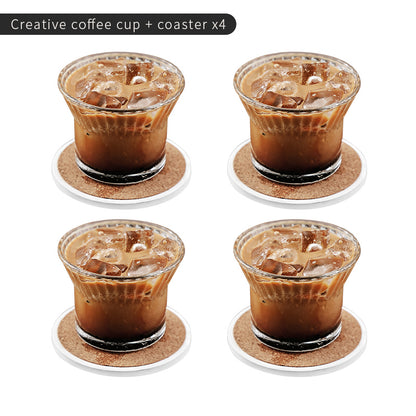 BINCOO GYKF0749 Glass Coffee Cup Latte Flower Cup for Household and Office 210ML