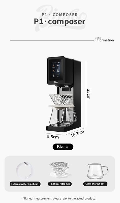 Bincoo P1 Composer One-Click Automatic Pour Over Coffee Machine | Smart Touch Screen & App Control Hand Brew Coffee Brewer